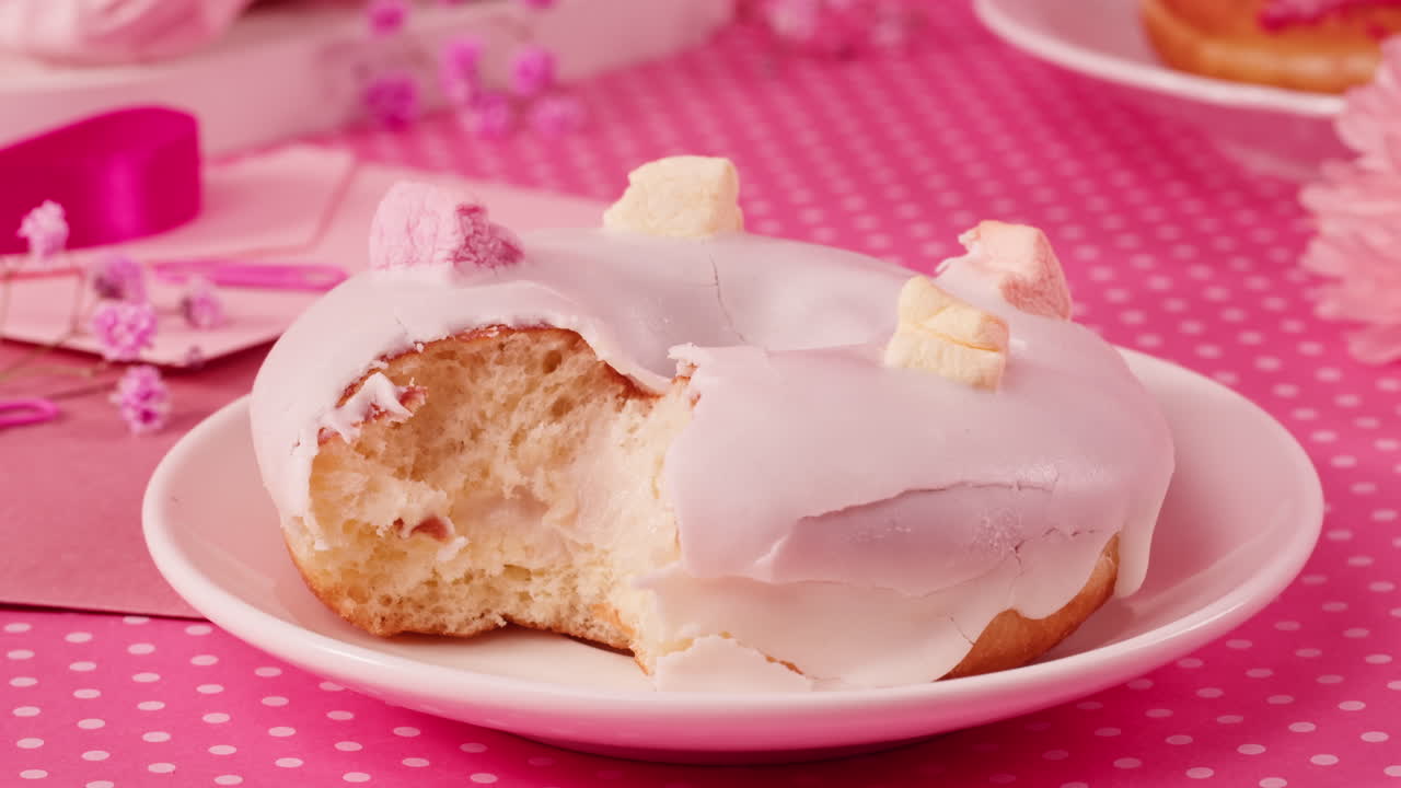 Pink Glazed Donut with Marshmallows