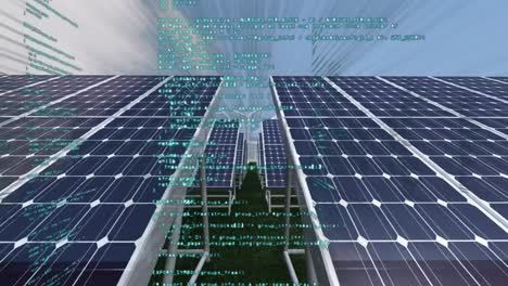 animación del procesamiento de datos en paneles solares