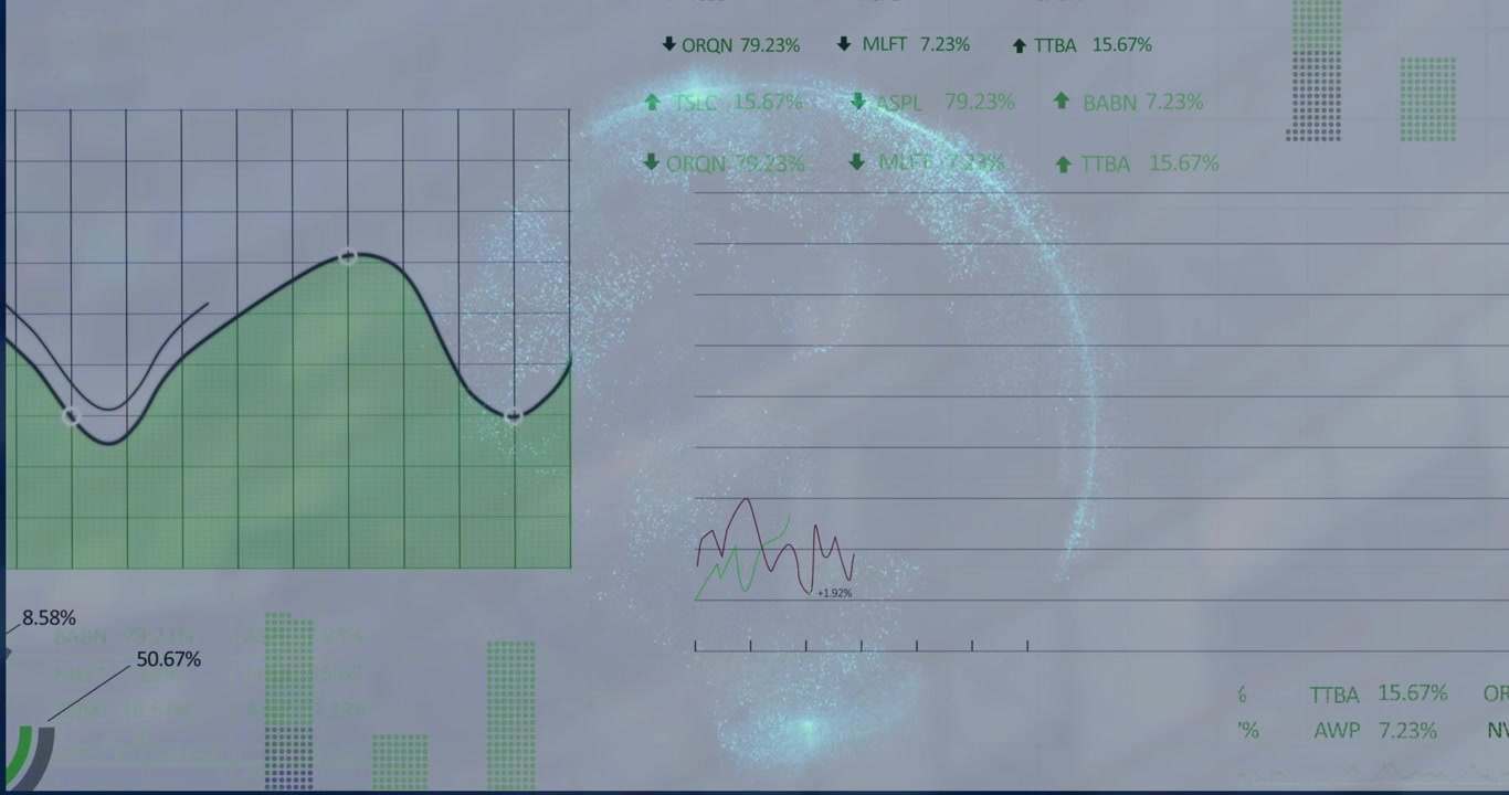 Animation of text with globe and network of connections