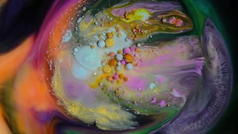 colorful paint and bubbles abstract background 4k video