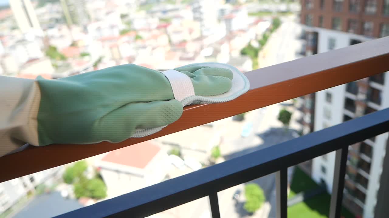 Cleaning a Balcony Railing