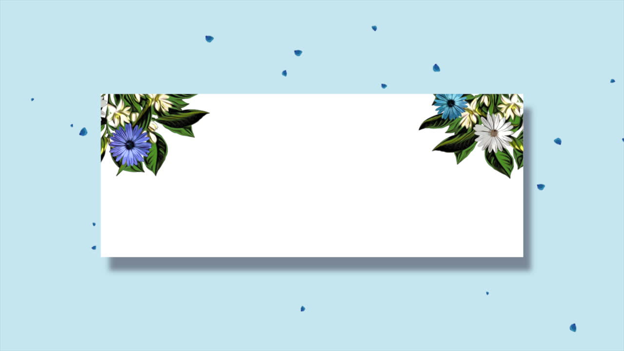파란색 그라데이션에 프레임에 빈티지 여름 꽃