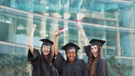 graduation, celebrating or friends in winner