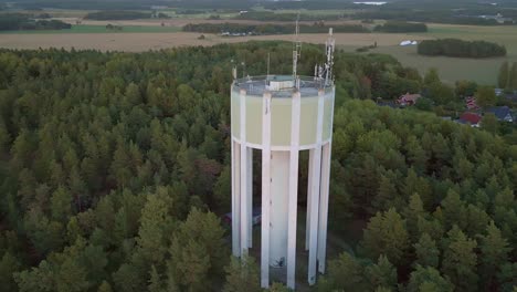 Water-tower-in-countryside-village-in-Sweden