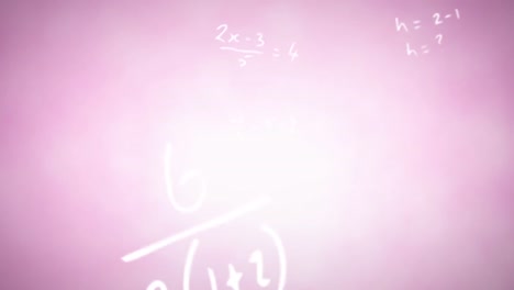 Animation-of-mathematical-equations-over-pink-background