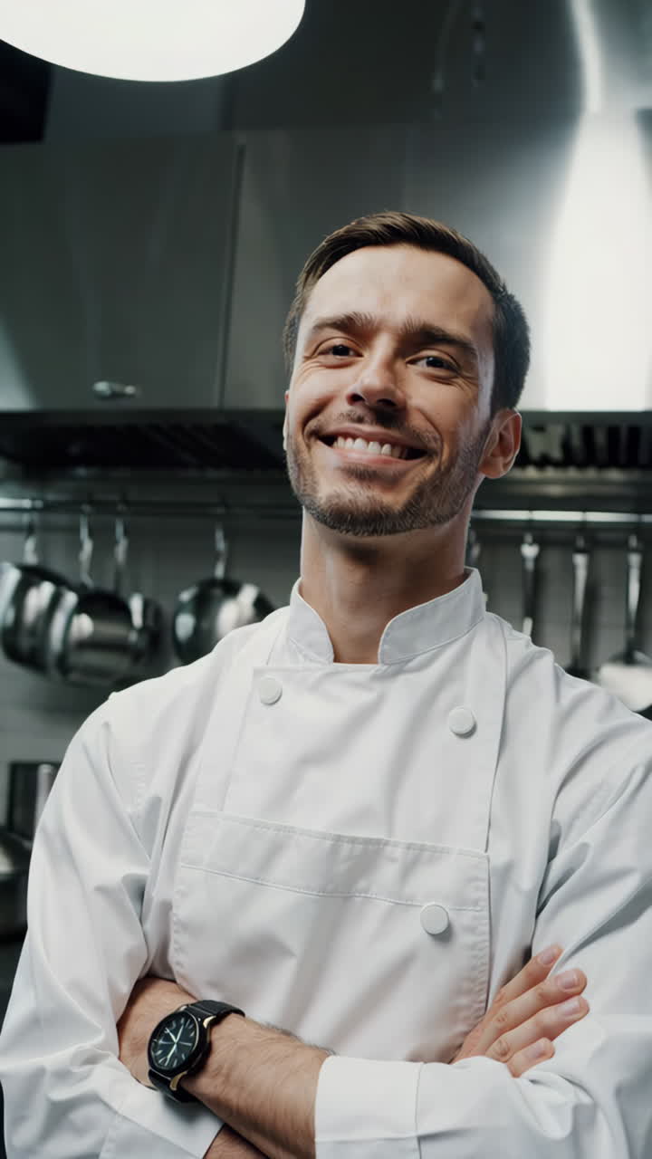 retrato de chef en una cocina moderna