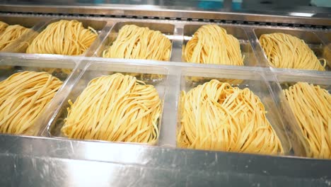 many types of high quality pasta been produced at a large modern pasta factory