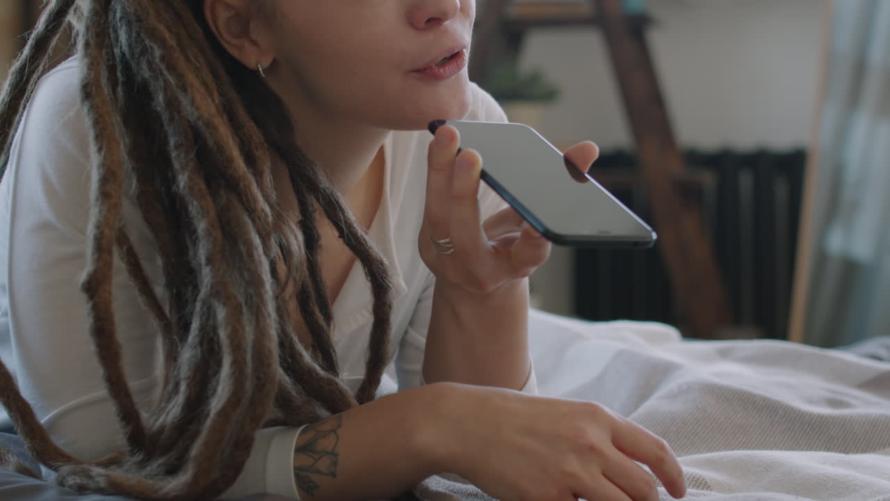 Girl Recording Voice Message