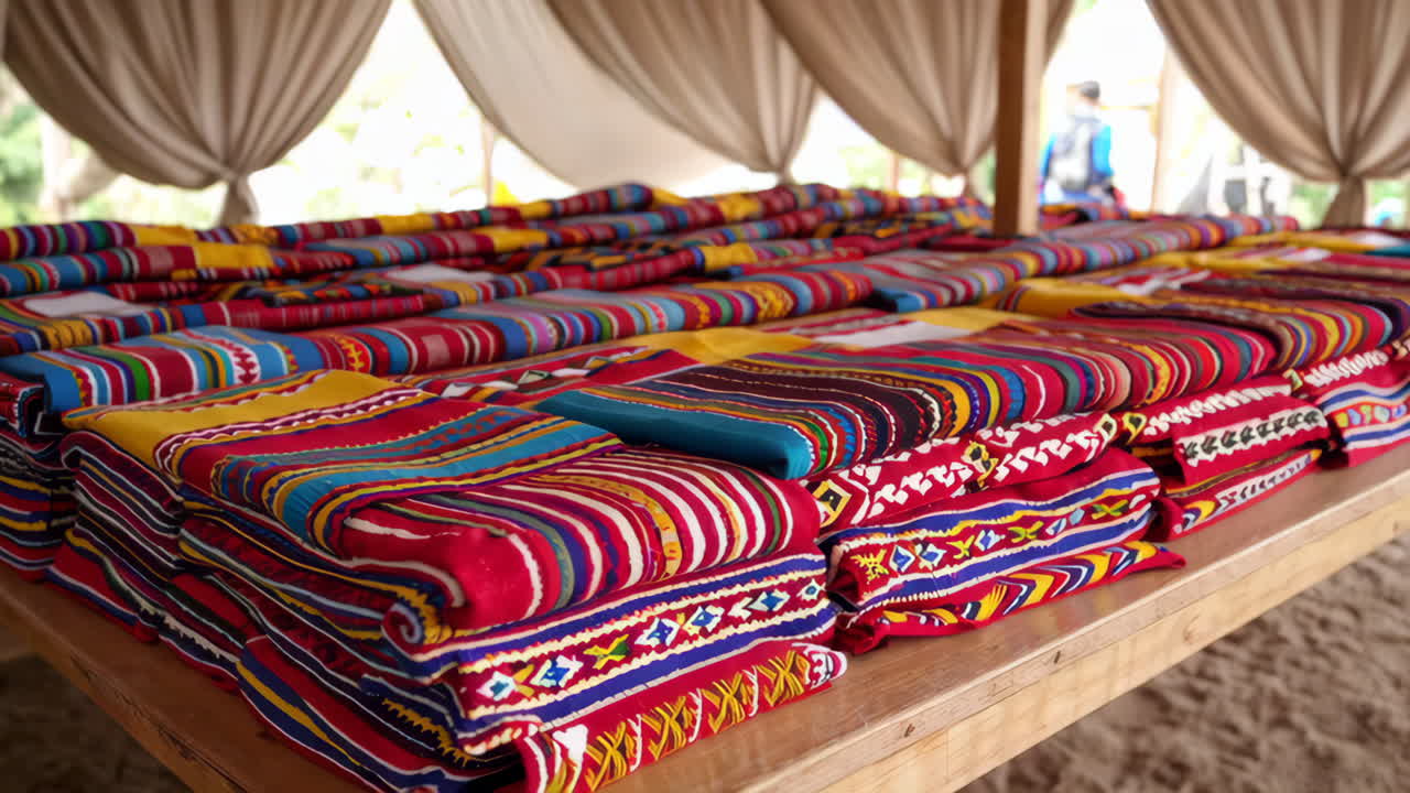 Colorful Textiles Displayed on a Table