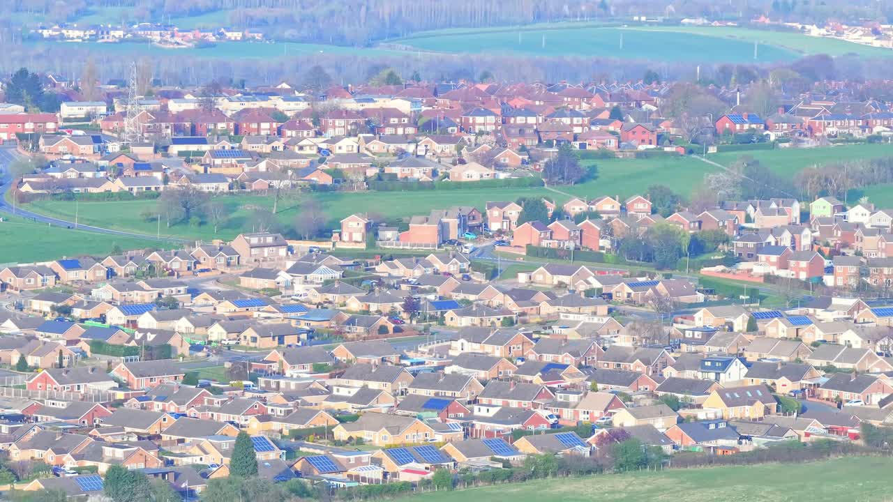 Wombwell area near Netherwood Country Park, Barnsley, South Yorkshire, diverse residential community offering a blend of affordable modern development and established housing, static drone shot