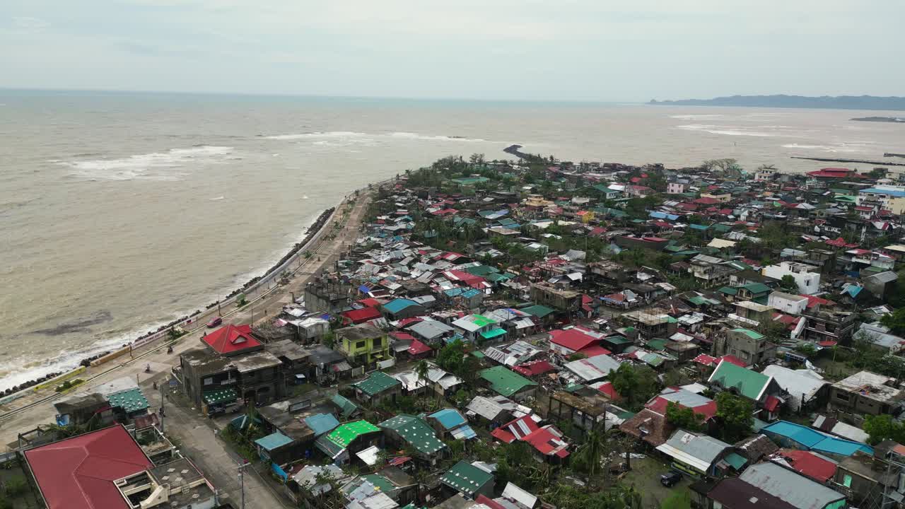 Coastal Villages After Typhoon At Virac Of Catanduanes Province In The Philippines. Aerial Drone Shot
