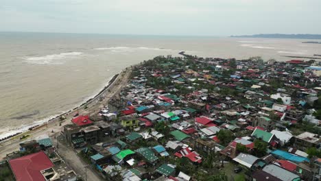 coastal villages after typhoon at virac of catanduanes province in the philippines. aerial drone shot