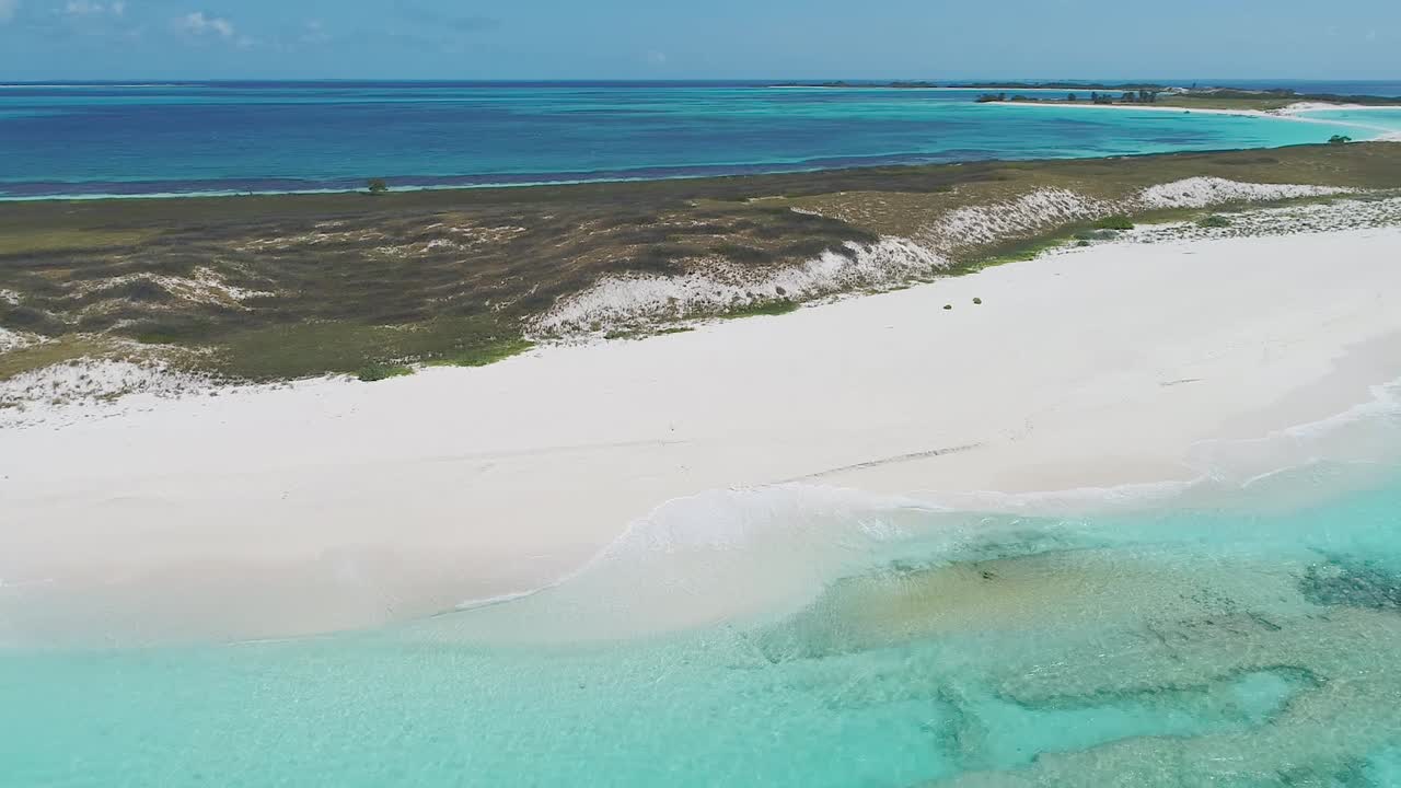 Los Roques,-Caribbean sea Fantastic landscape Aerial view-of paradise island cayo de agua with blue water