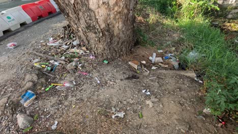 contaminación progresiva cerca de un árbol y el agua