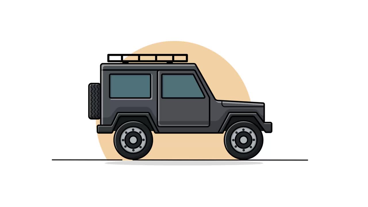 SUV grigio fuoristrada animato che guida