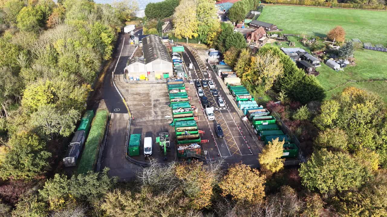 Brentwood Essex UK recycling centre Panning drone aerial