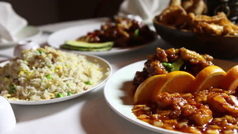 Teriyaki-chicken-and-rice-are-presented-on-a-restaurant-table