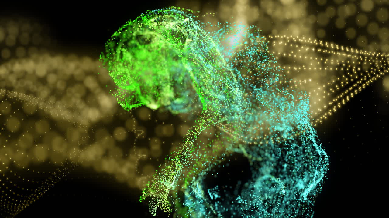 animación de formas verdes que se mueven sobre un fondo negro