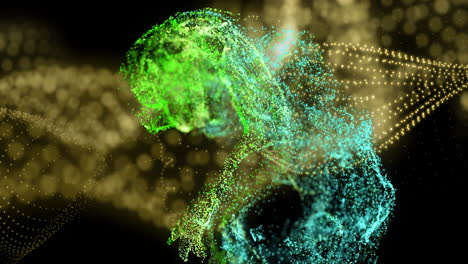 animation of green shapes moving on black background