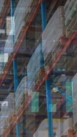 animación del procesamiento de datos financieros en un almacén vacío