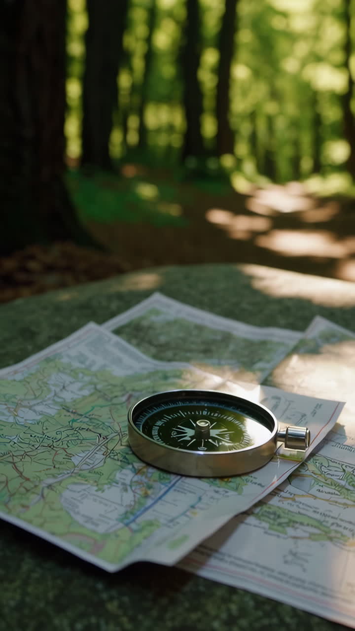 Forest Hiking Map with Compass