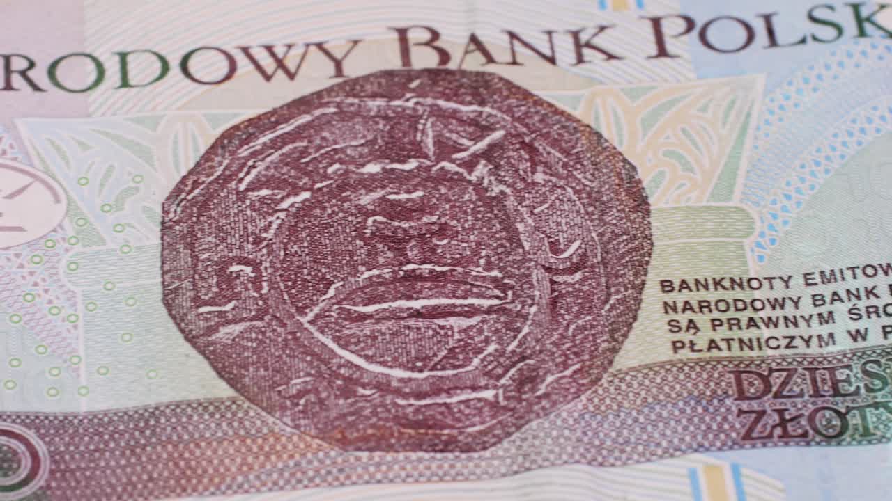 100 200 Polish money Zloty zl pln as financial background. Saving concept. High quality 4k footage