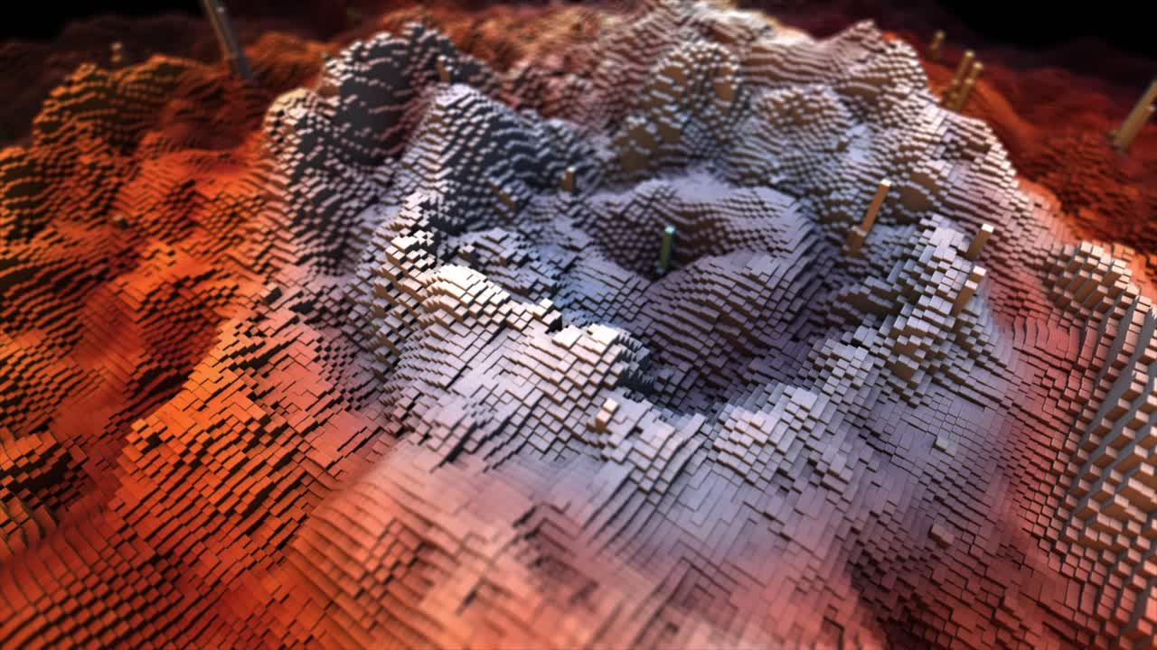 абстрактный 3d-воксельный ландшафт