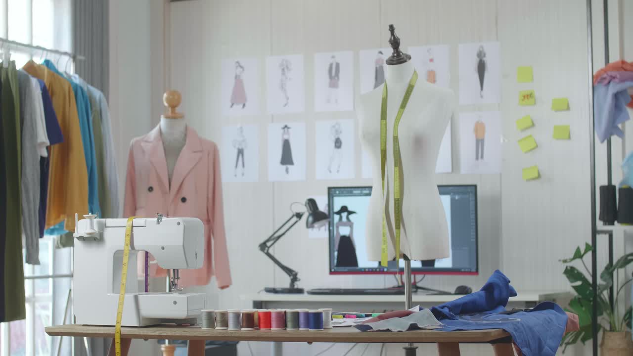 A Mannequin With Tape Measure Is In The Designer Studio