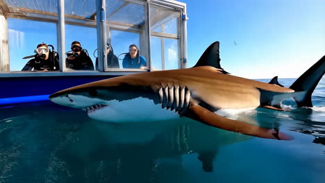 great white shark encounter during cage diving