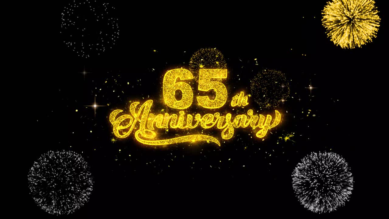 Grafica celebrativa del 65° Anniversario con fuochi d'artificio