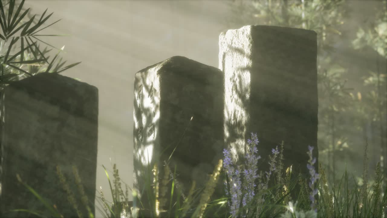 일본 대나무 숲 과 녹색 초원 잔디 와 자연 빛