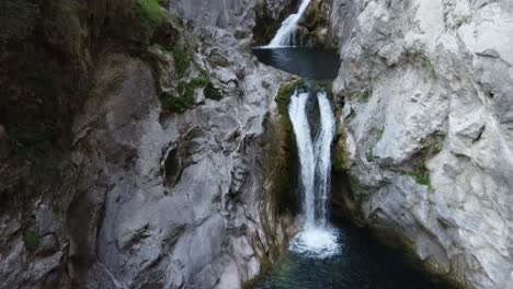 Cascades-of-the-multi-tier-waterfall-Gubavica,-Canyoning-gorge-in-omis,-Croatia