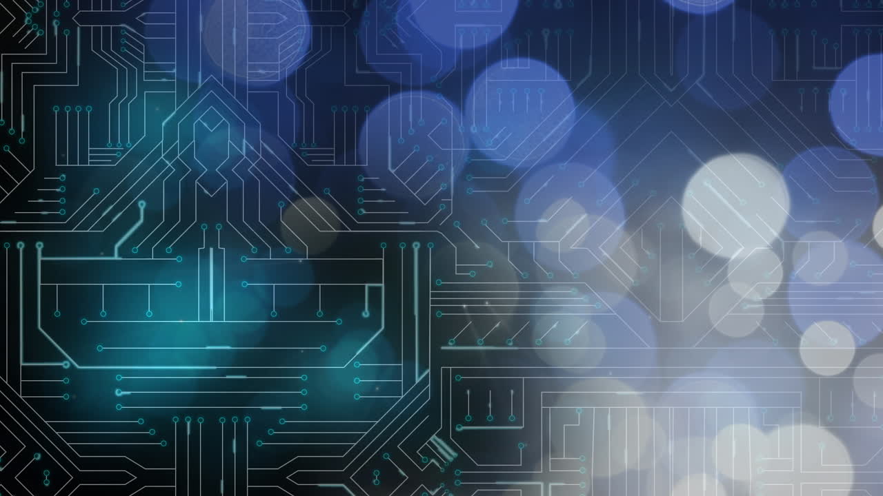 검은 바탕에 밝은 반점이 있는 연결 네트워크의 애니메이션