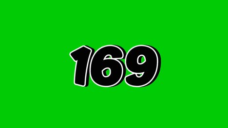 number 169 symbol sign animation motion graphics cartoon on green screen background. black color number reveal on smoke,for video number for video elements