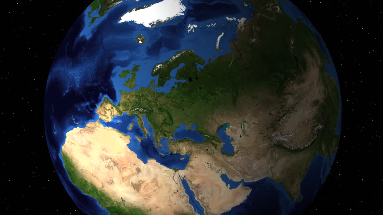 네덜란드 쪽으로 지구로 확대하는 애니메이션