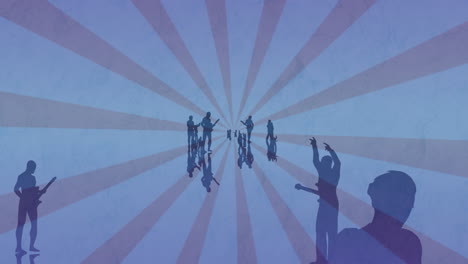 animation of several silhouettes moving on a blue background