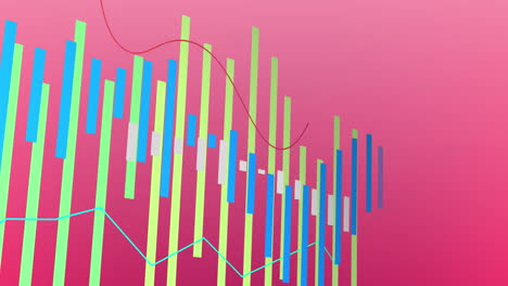 animación de gráficos múltiples multicolores contra un fondo rosado