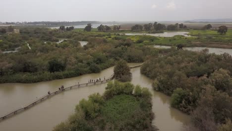 vista aérea del humedal del valle de hula en israel