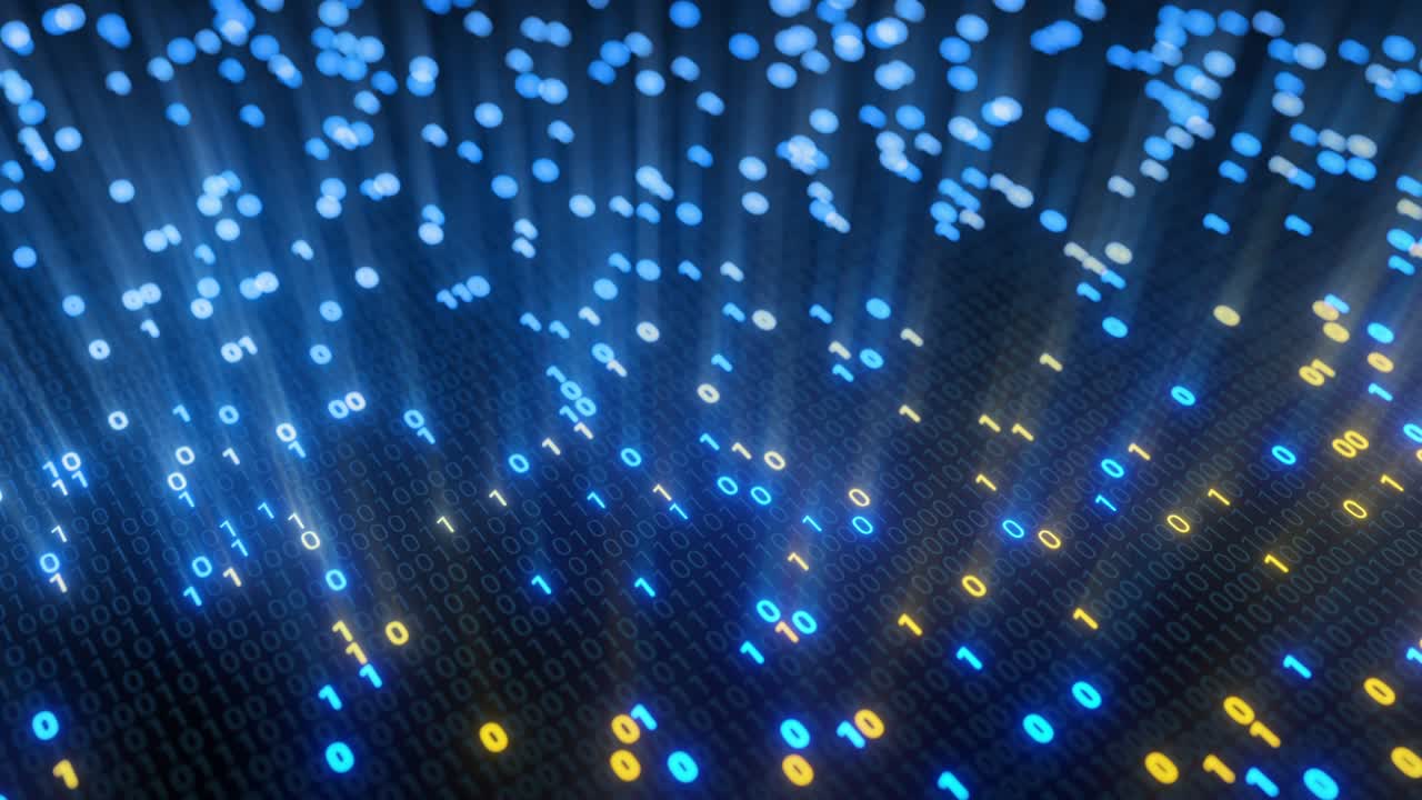Tecnologia di rete Big Data, Cloud Computing, Internet of Things (IoT), AI. Sfondo VJ 4K in loop senza soluzione di continuità.