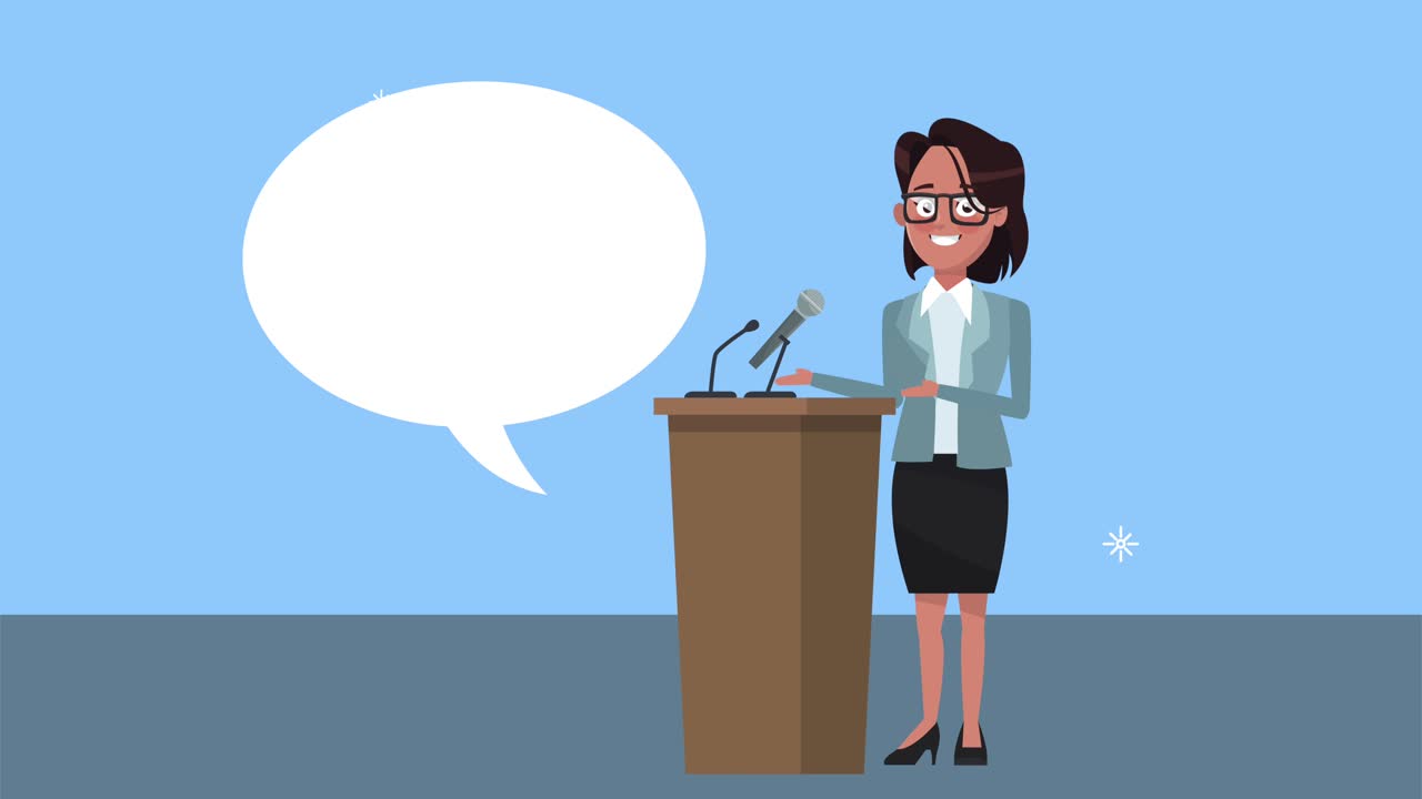 candidata femenina hablando en el personaje del podio