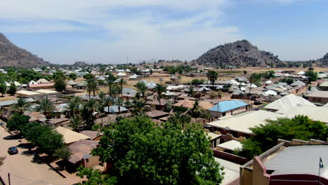 descending aerial view of dass city in nigeria's bauchi state on a calm and clear day