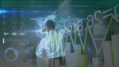 animación del procesamiento de datos sobre el hombre de negocios