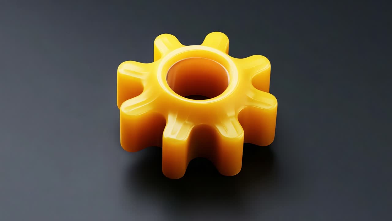 A Vibrant Yellow Gear-Shaped Component on a Dark Background, Showcasing Its Unique Design and Material, Ideal for Industrial or Creative Applications in Various Contexts