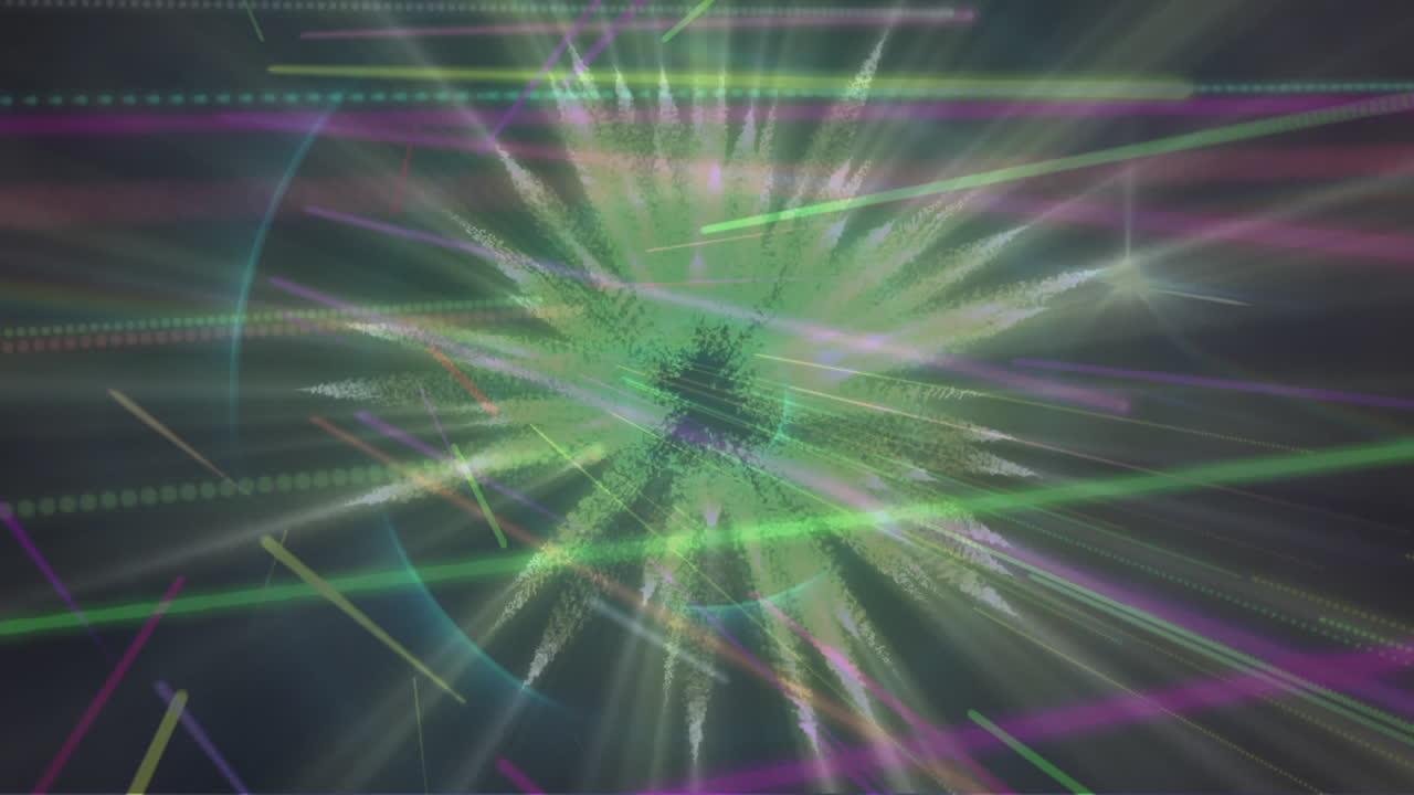 animación de puntos brillantes y rastros de luz sobre fondo negro