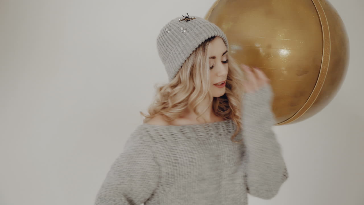 Celebration party of New Year. Young woman holding confetti happy and funny concept