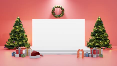 Festive-Holiday-Display-with-Christmas-Decorations-mockup-red-background