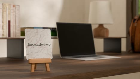 calendar on work desk showing janmashtami