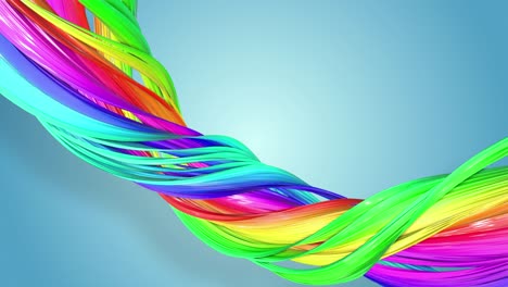 fantásticas y hermosas cintas de color arco iris retorcidas y dobladas, colorido fondo creativo con animación suave y suave de líneas y gradientes de color en 4k.