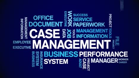 4k case management animated tag word cloud,text design animation seamless loop.