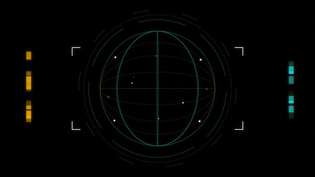 Digital HUD Interface with Rotating Globe and Data Points
